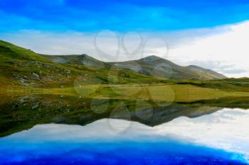 Mountain hills with reflection landscape background hd