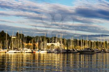 Oslo yacht club sunset landscape background hd