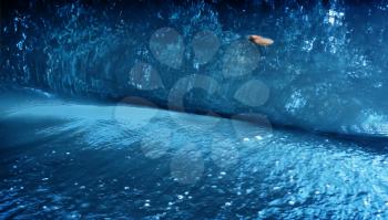 Horizontal vivid fresh blue ocean water wave medusa painting