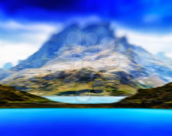 Horizontal vivid Norway fjord landscape abstraction background backdrop