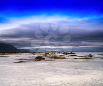 Horizontal vivid Norway landscape background backdrop 