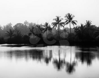 Horizontal black and white Indian landscape bokeh vignette background backdrop
