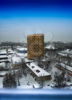 Vertical skyscrapper in Moscow suburbs background hd