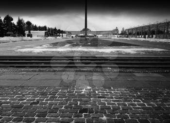 Black and white Victory monument in Moscow background hd