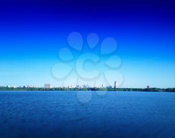 Moscow river quay city line background