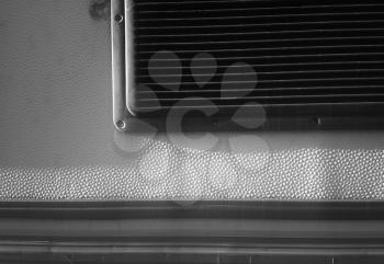 Horizontal black and white trailer window object background