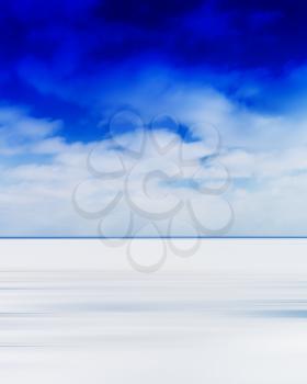 Vertical vivid blank empty winter lake horizon landscape with cloudscape background backdrop
