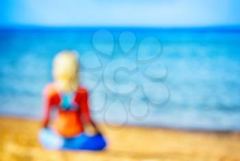 Yoga girl blur background abstraction