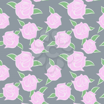 Pink Roses seamless patern. Flowers in pastel colours. Vector flower ornament
