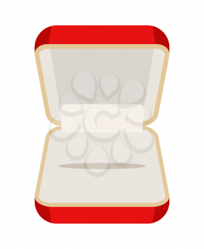 Open an empty box for jewelry. Beautiful red box for rings or earrings. Vector illustration
