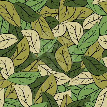 Military texture leaves. Army camouflage of foliage. Seamless pattern for soldiers clothes. vector Protective  background