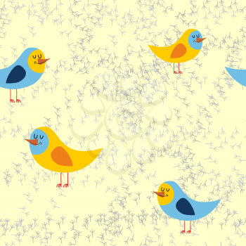 Bird tracks in sand a seamless pattern. Vector background of lovely birds
