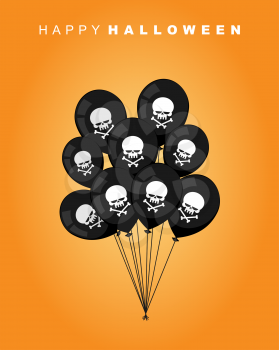 Happy Halloween. Black balloon with skull and bones. Accessory to terrible and terrible holiday. Vector illustration artwork for  party