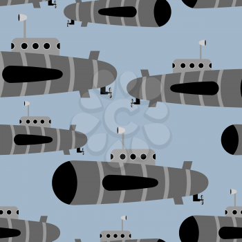 Submarine seamless pattern. Vector background of underwater ships.
