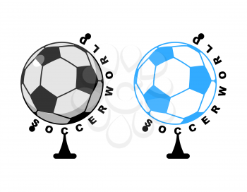 World football. Globe Soccer ball game. Sports accessory as earth sphere. Scope football game
