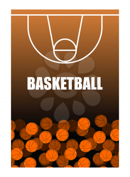 Ball and basketball court. Lot of balls. Basketball background. Sports accessories
