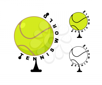 Tennis world. Game ball Globe. Sports accessory as earth sphere. Scope of game Tennis
