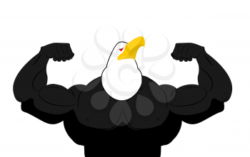 Strong Eagle athlete. fitness bird. Wild animal bodybuilder with huge muscles. Bodybuilder with beak. Sports team mascot
