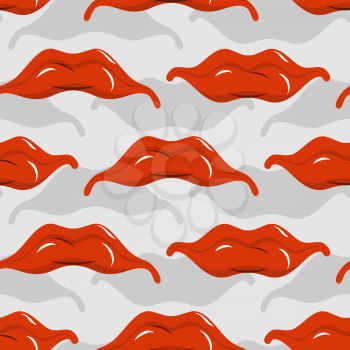 Red lips seamless pattern. Pleased with mouth background. Romantic texture fabric