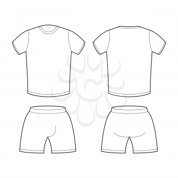 T-shirt and shorts Template for design. Sample for sports clothing soccer. Football shape blank curve
