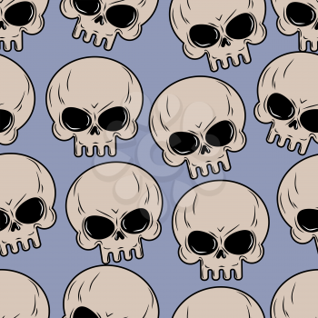 Skull seamless background. Many skulls pattern. Ornament head skeleton. Background for Halloween.
