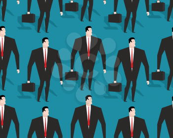 Businessman at work seamless pattern. Manager Casey ornament. Man in black suit background
