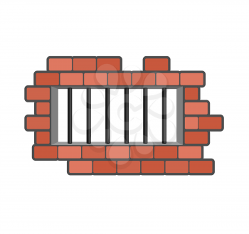 Prison grill and wall. Window in prison with bars. Jail isolated
