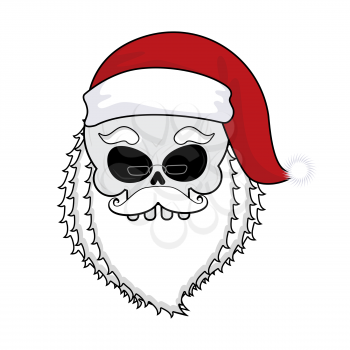 Santa skull. skeleton head in red santa hat. Death Christmas. 
