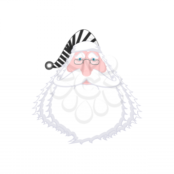Santa face in striped robe. Arrested Bad Claus. Grandpa Photo Prisoner in custody for new year. offender portrait
