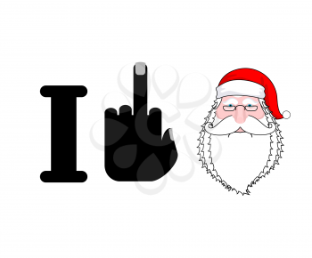 I hate Santa. Fuck symbol of hatred and face Santa. Christmas illustration for hooligan
