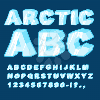 Arctic ABC. Icy font letters. Blue cold alphabet
