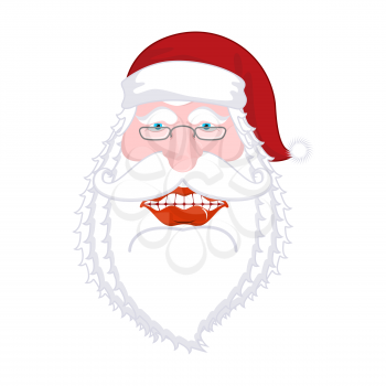 Joyful Santa Claus Laughs. Broad smile. large mouth. Merry Christmas old man. Xmas design template. Illustration for new year
