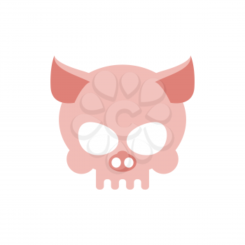 Pig skull isolated. Pink Swine skeleton head