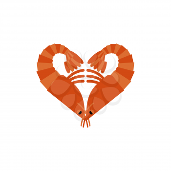 Shrimps love isolated. Heart of plankton on white background
