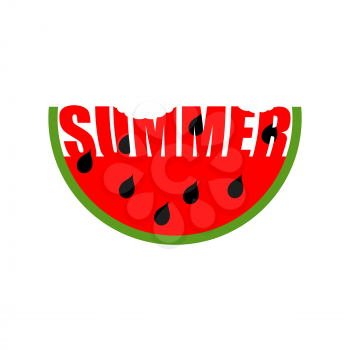 Watermelon Summer emblem. Piece of red fruit logo

