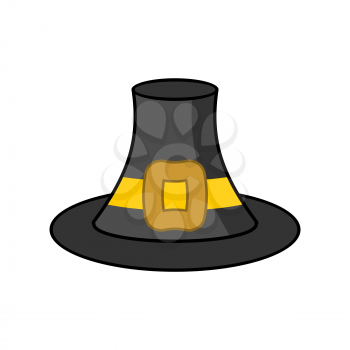 Pilgrim hat isolated. Old Black cap traveler on white background
