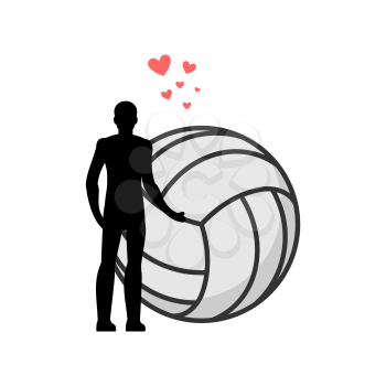 Lover Volleyball. Man and ball. love sport game. Lovers embrace. Romantic date
