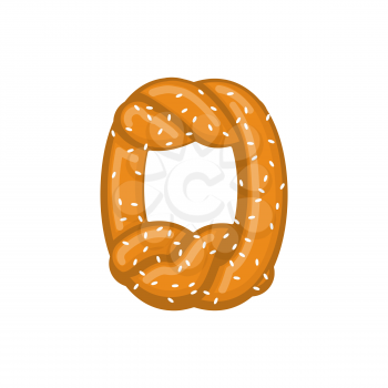 Number 0 pretzel. snack font zero symbol. Food alphabet sign. Traditional German meal is ABC. Bake numeric
