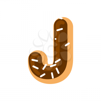 Letter J donut font. Doughnut alphabet. Sweet lettering. candy ABC sign
