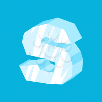 letter S ice font. Icicles alphabet. freeze lettering. Iceberg ABC sign
