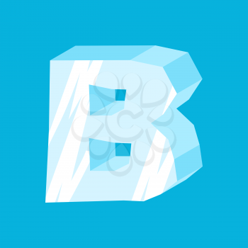 letter B ice font. Icicles alphabet. freeze lettering. Iceberg ABC sign
