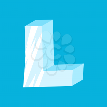 letter L ice font. Icicles alphabet. freeze lettering. Iceberg ABC sign
