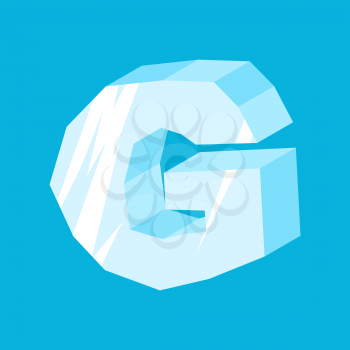 letter G ice font. Icicles alphabet. freeze lettering. Iceberg ABC sign
