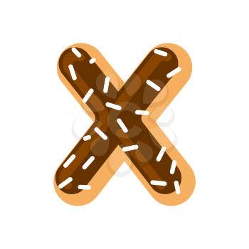 Letter X donut font. Doughnut alphabet. Sweet lettering. candy ABC sign
