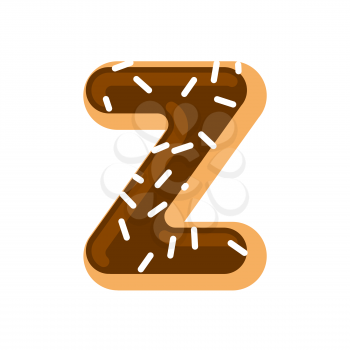 Letter Z donut font. Doughnut alphabet. Sweet lettering. candy ABC sign
