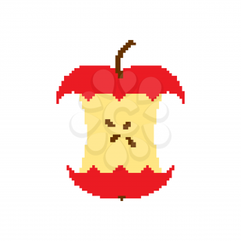 Apple core pixel art isolated on white background
