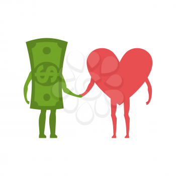 Love and money Hold on to hands. Selling love. Dollar and heart  

