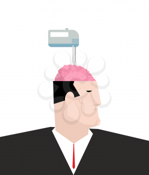 Mixer and brain. Mix your brains and thoughts. Vector illustration
