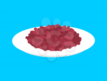 Red bean cereal in plate isolated. Healthy food for breakfast. Vector illustration
