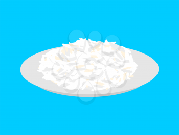 Basmati rice cereal in plate isolated. Healthy food for breakfast. Vector illustration
